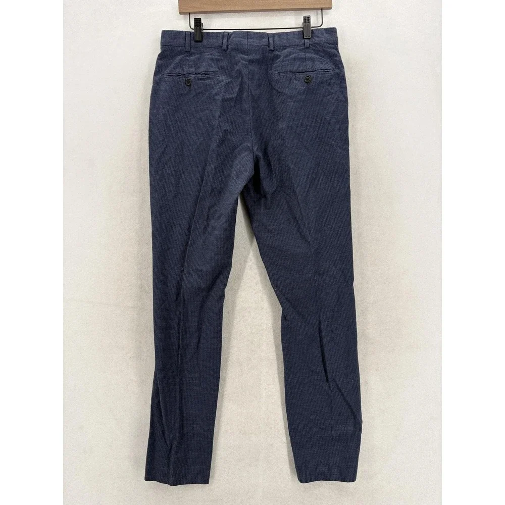 Brooks Brothers Regent Fit Dress Pants Mens 34x32 Blue Wool Stretch Check Tweed
